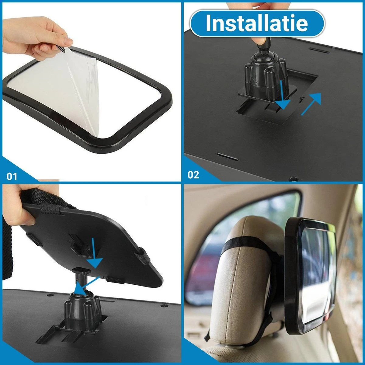 Verstelbare Baby Achteruitkijk Autospiegel - Auto Veiligheidsspiegel Baby - Achterbank Spiegel Baby - AutoSpiegel Baby - Babyspiegel Auto - Kinder Autospiegel - Zwart 4 Verstelbare Baby Achteruitkijk Autospiegel - Auto Veiligheidsspiegel Baby - Achterbank Spiegel Baby - AutoSpiegel Baby - Babyspiegel Auto - Kinder Autospiegel - Zwart - Afbeelding 2