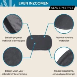 ALFA LIFESTYLE® Statische Zonneschermen - SHADE PRO V3 – Zwart Transparant Zonnescherm – UV Protectie Bescherming - Zonwering Auto - 2 Stuks -Auto Zit Verkoop 1200x1200 751