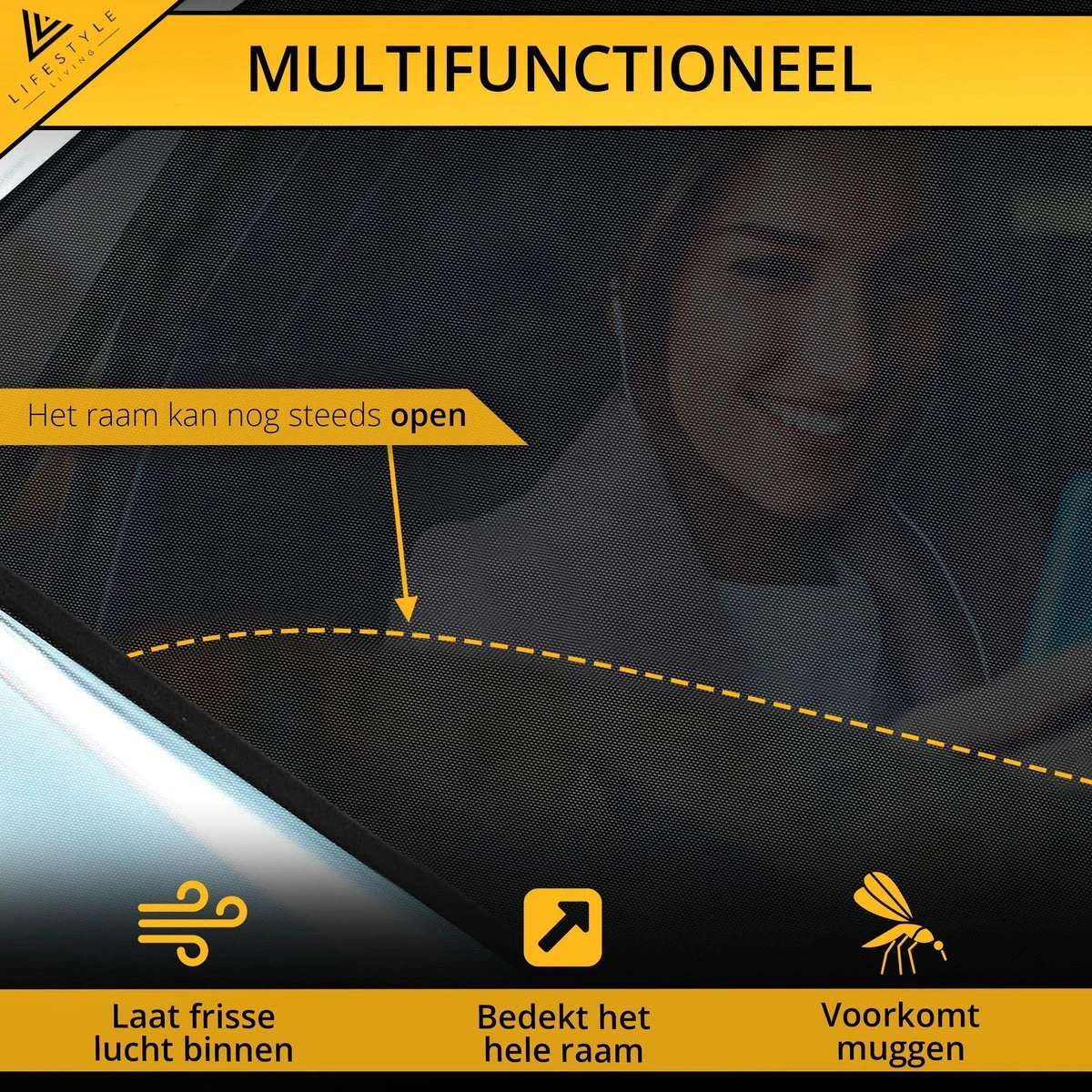 Lifestyle Living Zonnescherm – Overtrek Voor Auto Zijruit - Zonwering Voor Baby En Kind – Zonder Zuignappen – Incl. Hoes – MAX 112 X 51CM 6 Lifestyle Living Zonnescherm – Overtrek Voor Auto Zijruit - Zonwering Voor Baby En Kind – Zonder Zuignappen – Incl. Hoes – MAX 112 X 51CM - Afbeelding 4