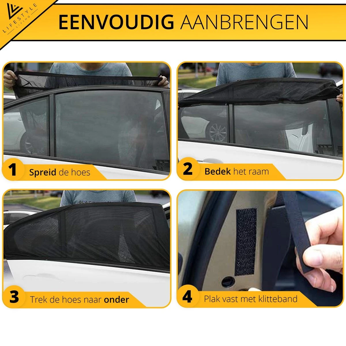 Lifestyle Living Zonnescherm – Overtrek Voor Auto Zijruit - Zonwering Voor Baby En Kind – Zonder Zuignappen – Incl. Hoes – MAX 112 X 51CM 9 Lifestyle Living Zonnescherm – Overtrek Voor Auto Zijruit - Zonwering Voor Baby En Kind – Zonder Zuignappen – Incl. Hoes – MAX 112 X 51CM - Afbeelding 7