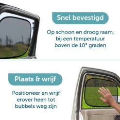 ForDig Zonnescherm Auto (2 Stuks) - Extra Donker - Zonwering UV Protectie Voor Auto Zijruit – Zonwering Auto – Zonder Zuignappen – 80 GSM – 51 X 31 CM -Auto Zit Verkoop 1200x1200 781