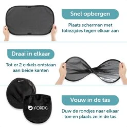 ForDig Zonnescherm Auto (2 Stuks) - Extra Donker - Zonwering UV Protectie Voor Auto Zijruit – Zonwering Auto – Zonder Zuignappen – 80 GSM – 51 X 31 CM -Auto Zit Verkoop 1200x1200 783