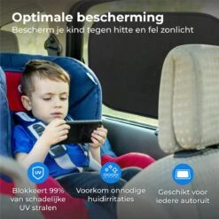 Nuvance - Zonnescherm Auto - 2 Stuks - Met UV Protectie Voor Baby En Kind - Zonwering Zijruiten - Zelfklevend - One Size - Zwart -Auto Zit Verkoop 1200x1200 806