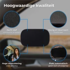 Nuvance - Zonnescherm Auto - 2 Stuks - Met UV Protectie Voor Baby En Kind - Zonwering Zijruiten - Zelfklevend - One Size - Zwart -Auto Zit Verkoop 1200x1200 807