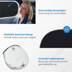 Nuvance - Zonnescherm Auto - 2 Stuks - Met UV Protectie Voor Baby En Kind - Zonwering Zijruiten - Zelfklevend - One Size - Zwart -Auto Zit Verkoop 1200x1200 810