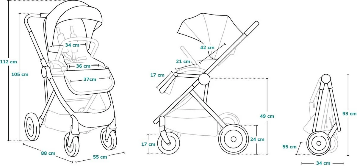 Lionelo Zoey - Kinderwagen - Alluminium - Accessoires - Tot 15kg 4 Lionelo Zoey - Kinderwagen - Alluminium - Accessoires - Tot 15kg - Afbeelding 2