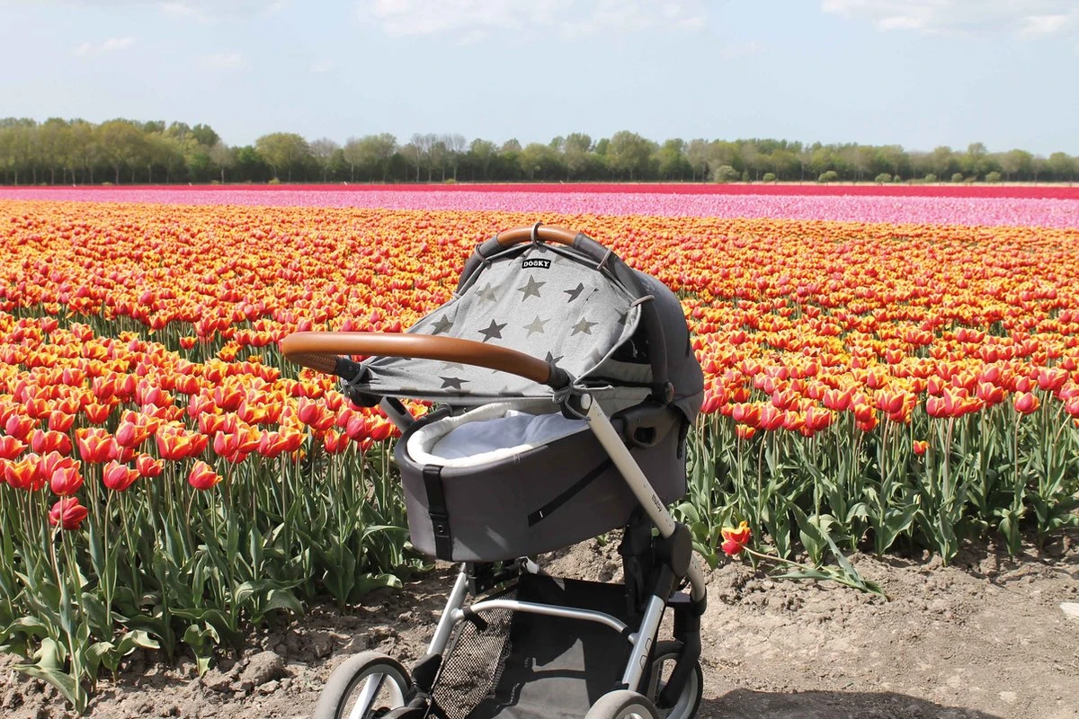 Dooky Universal Cover Zonnescherm Kinderwagen - Grey Stars 4 Dooky Universal Cover Zonnescherm Kinderwagen - Grey Stars - Afbeelding 2