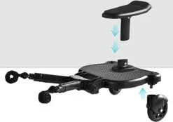 Merkloos Meerijdplankje - Kinderwagen - Buggy - KANT EN KLAAR - Al In Elkaar Gezet! - Met Zitje Voor Uw Kind - Zwart -Auto Zit Verkoop 1200x844 3