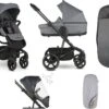 Easywalker Harvey 3 / Harvey³ Voordeelset Bestaande Uit Kinderwagen, Reiswieg, Voetenzak, Regenhoes Voor Zitting En Reiswieg, Hoes Voor De Reiswiegmatras - Kleur Fossil Grey