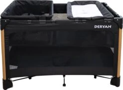 Deryan Luxe Campingbed Compleet - 120x60cm - Bodemverhoger - Verschoonblad - Opbergmand - Zwart -Auto Zit Verkoop 1200x881 2