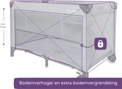 Prénatal Luxe Campingbedje Met Bodemverhoger - Inklapbaar Baby Campingbed - Reisbedje Met Wieltjes En Kruipluik - Inclusief Bodemmatras - 120 X 60 Cm - Grijs -Auto Zit Verkoop 1200x882