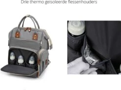 Humpy Dumpy Stijlvolle Luiertas Rugzak (Grijs) Met Uitschuifbaar Verschoon/ Slaap Bedje. Incl. Verschoon Matje, USB Poort & Buggy Straps -Auto Zit Verkoop 1200x890