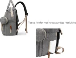 Humpy Dumpy Stijlvolle Luiertas Rugzak (Grijs) Met Uitschuifbaar Verschoon/ Slaap Bedje. Incl. Verschoon Matje, USB Poort & Buggy Straps -Auto Zit Verkoop 1200x930