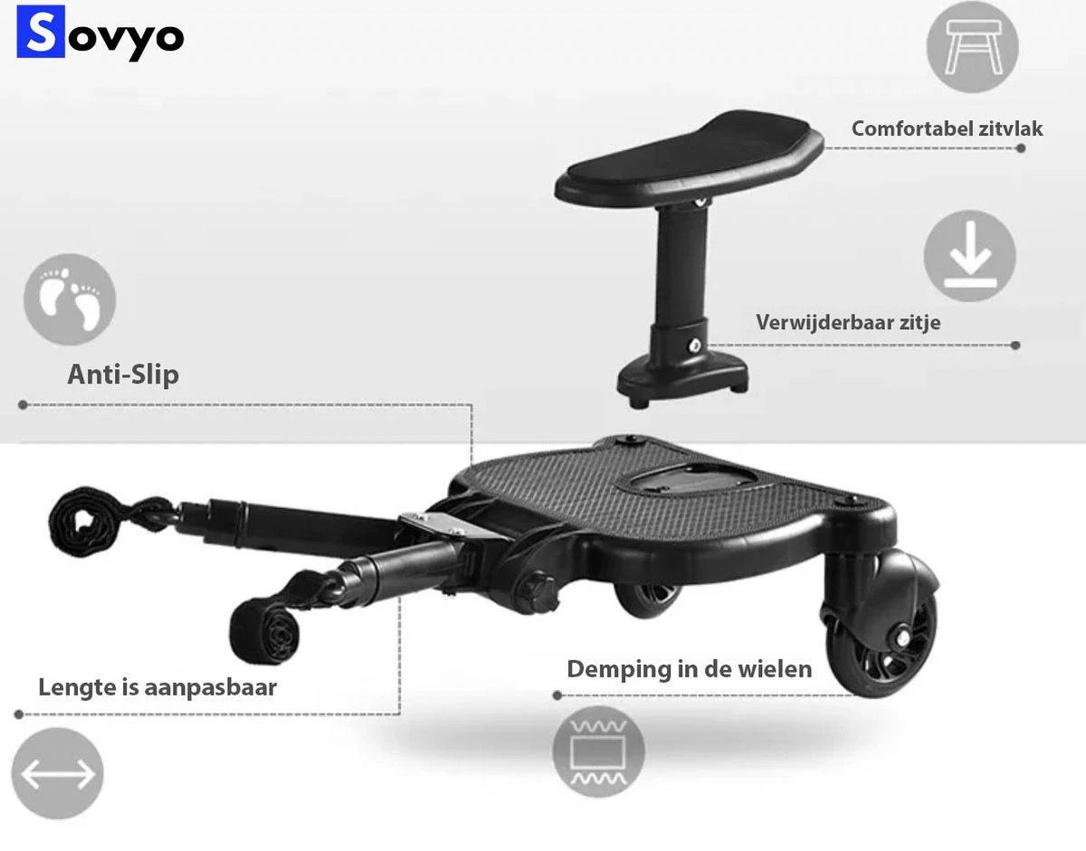 Merkloos Meerijdplankje Universeel Buggy/Kinderwagen - Kinderwagen Accessoire Met Afneembaar Zitje Van Hoogwaardige Kwaliteit - Verstelbaar Meerijdplankje 11 Merkloos Meerijdplankje Universeel Buggy/Kinderwagen - Kinderwagen Accessoire Met Afneembaar Zitje Van Hoogwaardige Kwaliteit - Verstelbaar Meerijdplankje - Afbeelding 9