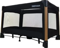 Deryan Luxe Campingbed Compleet - 120x60cm - Bodemverhoger - Verschoonblad - Opbergmand - Zwart -Auto Zit Verkoop 1200x962 3