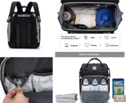 Luiertas - Multifuctioneel Luiertas 3 In 1 - Met Babybedje - Met Verschoningsmatje - Zwart - Met Usb - Met Verdikt Matras -Auto Zit Verkoop 1200x981