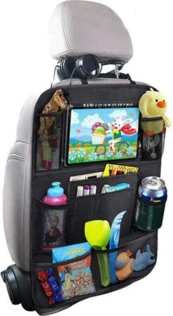 Merkloos Autostoel Organizer + Opvouwbare Mini Prullenbak Bundel - Musthave Voor Uw Autovakantie! - IPad/Tablet Houder - Opvouwbaar - Inklapbaar - Rugleuning - Auto Opbergsysteem - Kinderen - Waterafstotend - Prullenmand - Licht - Opberg - Universeel - Handig -Auto Zit Verkoop 659x1200 1
