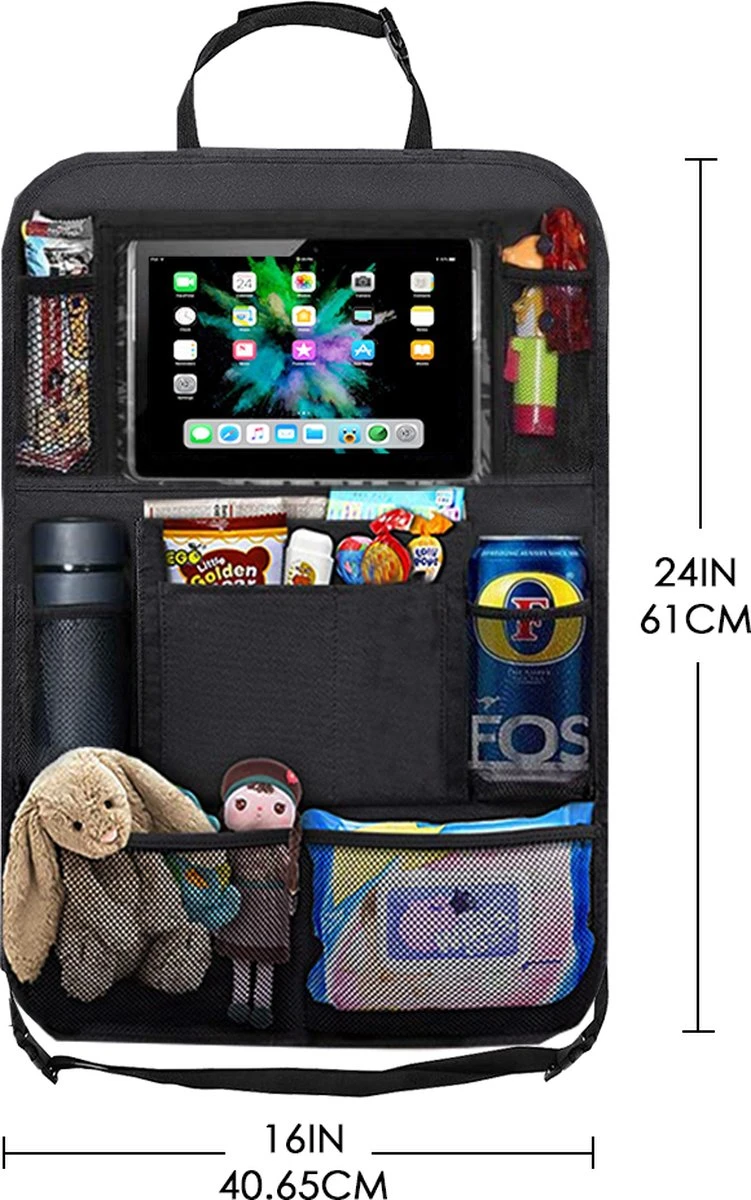Merkloos Autostoel Organizer – Met Tablethouder – Stevig - Universeel – Zwart 6 Merkloos Autostoel Organizer – Met Tablethouder – Stevig - Universeel – Zwart - Afbeelding 4