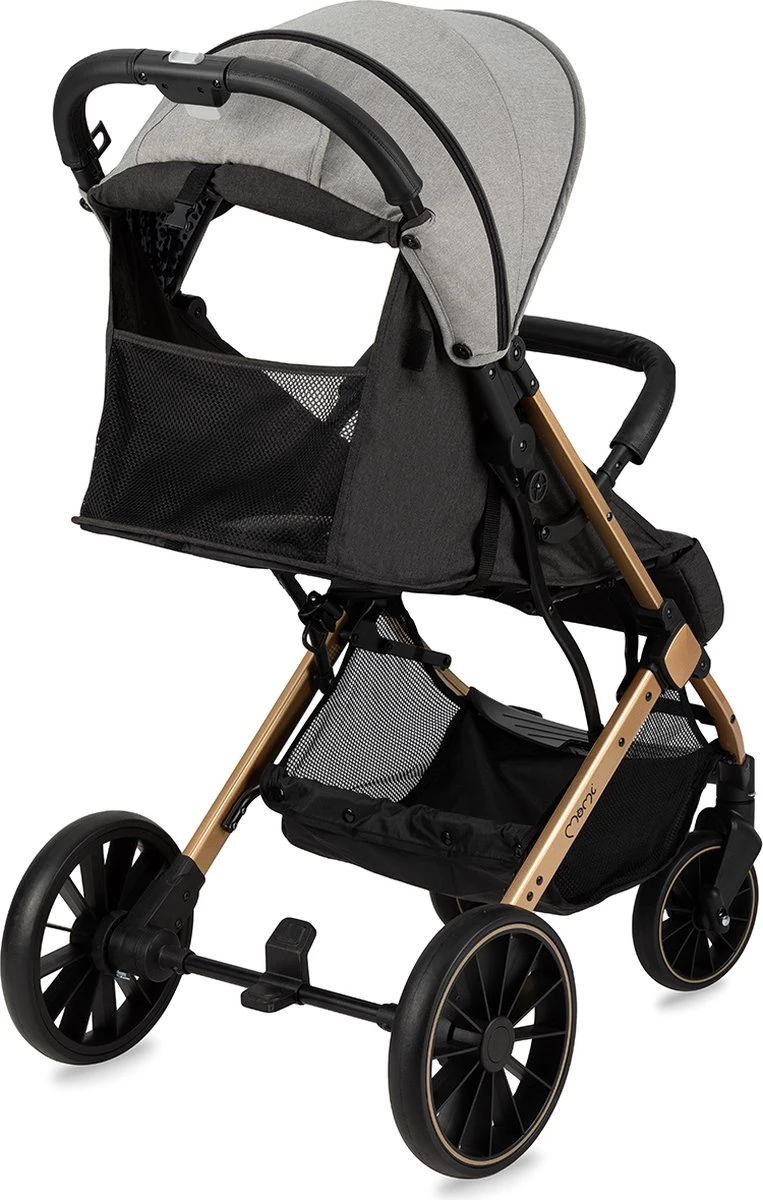 MoMi Wandelwagen - Compacte Lichtgewicht Buggy - Estelle Dakar Met XXL Wielen & Zonnekap - Leopard - Grijs-Goud (geschikt Van 6mnd - 22kg) 6 MoMi Wandelwagen - Compacte Lichtgewicht Buggy - Estelle Dakar Met XXL Wielen & Zonnekap - Leopard - Grijs-Goud (geschikt Van 6mnd - 22kg) - Afbeelding 4