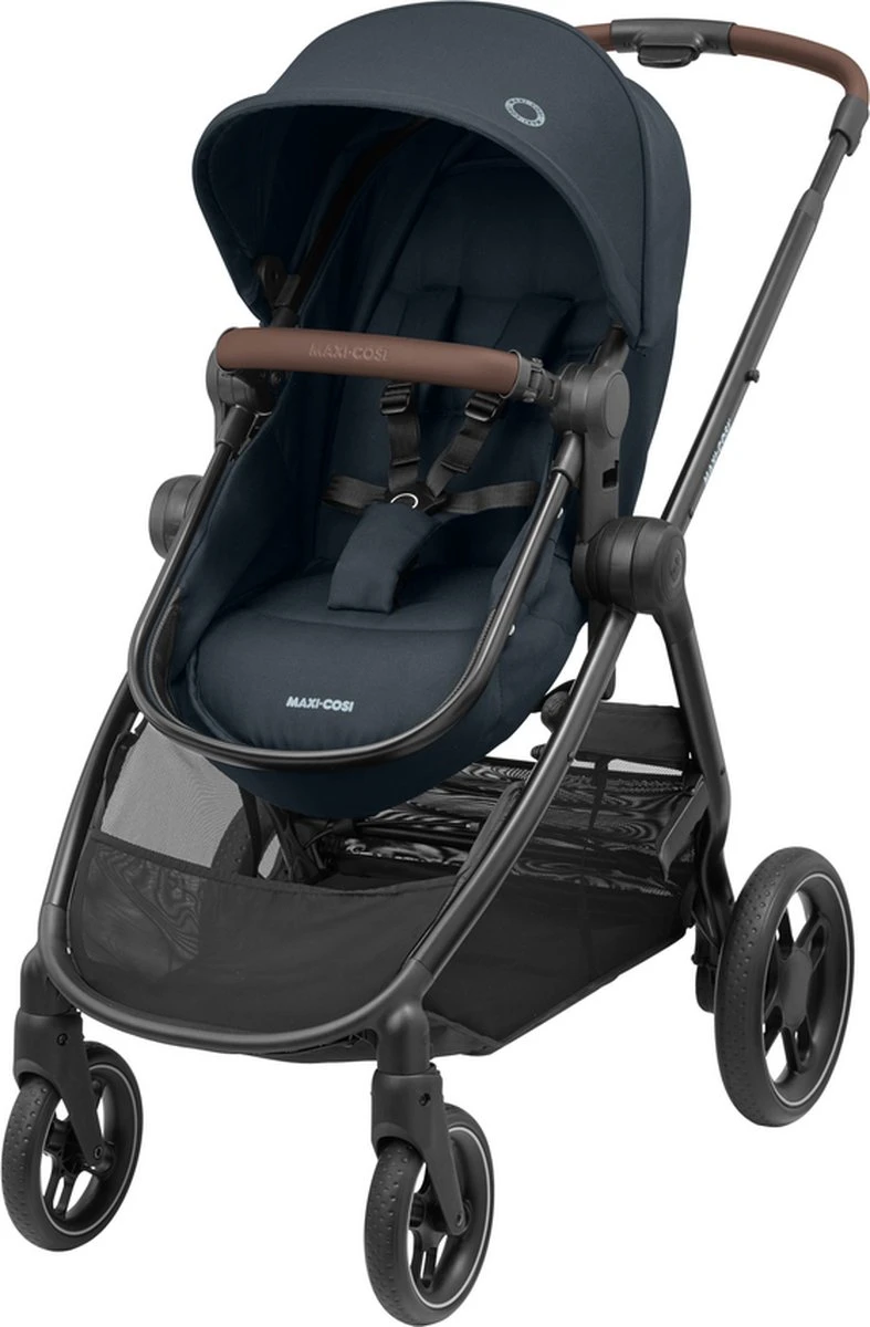 Maxi-Cosi Zelia³ Kinderwagen - Essential Graphite (zwart Frame + Bruin Leer) 3 Maxi-Cosi Zelia³ Kinderwagen - Essential Graphite (zwart Frame + Bruin Leer)