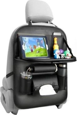 RAMBUX® - Autostoel Organizer Met Tray - Organizer Auto Stoelhoes Met Uitklapbare Tafel - Duurzaam Mat Zwart PU Leer Kunstleer - Tablethouder - Telefoonhouder - Fleshouder -Auto Zit Verkoop 804x1200 3