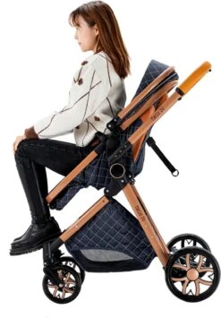 Merkloos Kinderwagen 3-in-1 – Luxe Kinderwagen - Buggy – Wandelwagen - Multifunctioneel – Opklapbaar – Incl Autostoel – Blauw -Auto Zit Verkoop 835x1200 4
