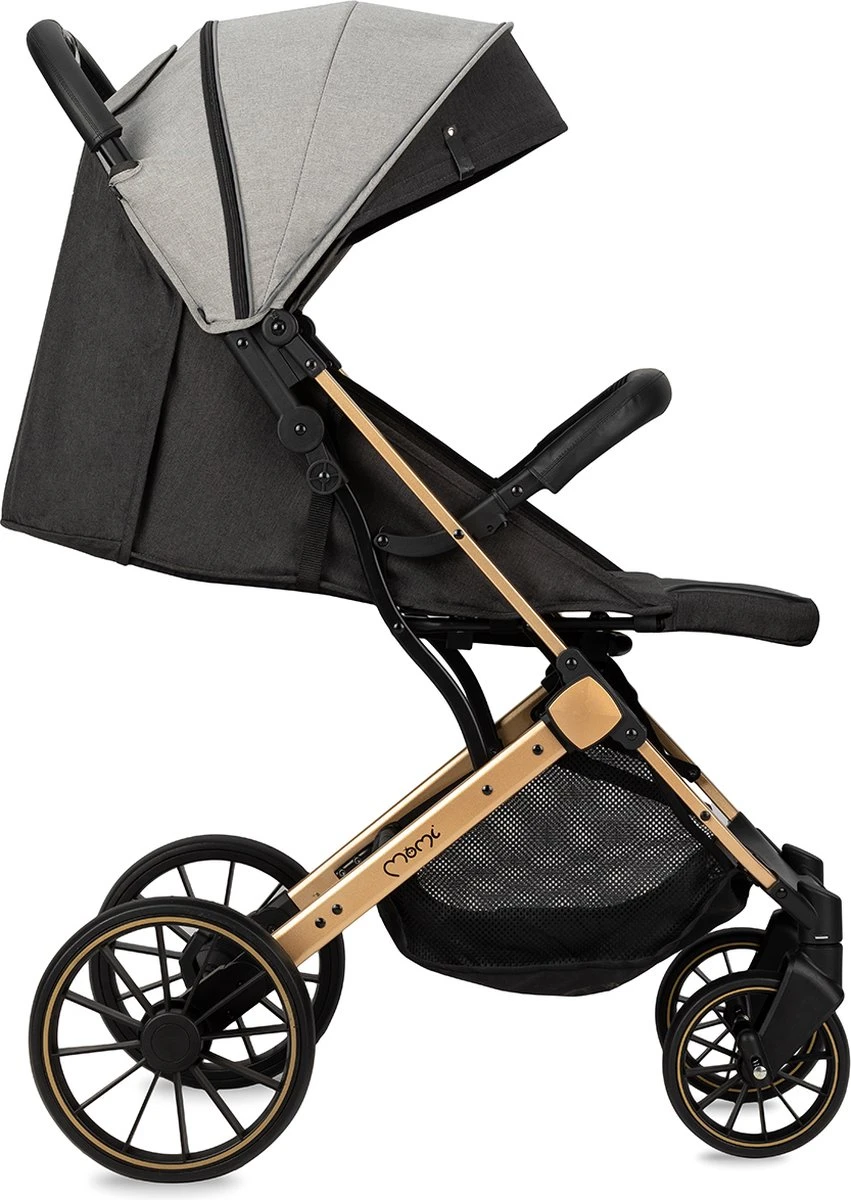 MoMi Wandelwagen - Compacte Lichtgewicht Buggy - Estelle Dakar Met XXL Wielen & Zonnekap - Leopard - Grijs-Goud (geschikt Van 6mnd - 22kg) 5 MoMi Wandelwagen - Compacte Lichtgewicht Buggy - Estelle Dakar Met XXL Wielen & Zonnekap - Leopard - Grijs-Goud (geschikt Van 6mnd - 22kg) - Afbeelding 3