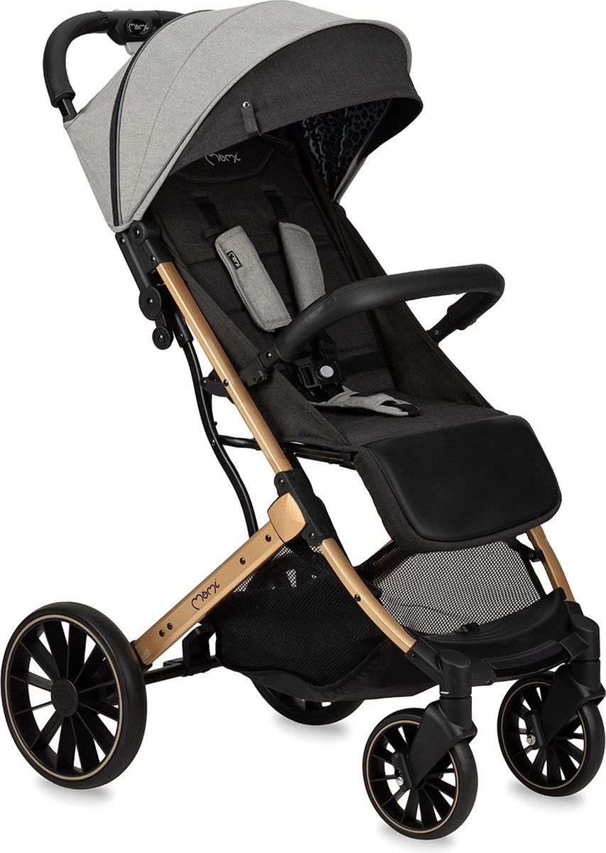 MoMi Wandelwagen - Compacte Lichtgewicht Buggy - Estelle Dakar Met XXL Wielen & Zonnekap - Leopard - Grijs-Goud (geschikt Van 6mnd - 22kg) 3 MoMi Wandelwagen - Compacte Lichtgewicht Buggy - Estelle Dakar Met XXL Wielen & Zonnekap - Leopard - Grijs-Goud (geschikt Van 6mnd - 22kg)