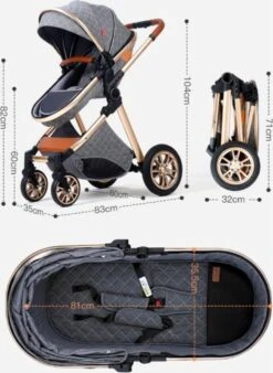 Merkloos Kinderwagen 3-in-1 – Luxe Kinderwagen - Buggy – Wandelwagen - Multifunctioneel – Opklapbaar – Incl Autostoel – Donkerbruin -Auto Zit Verkoop 877x1200 5