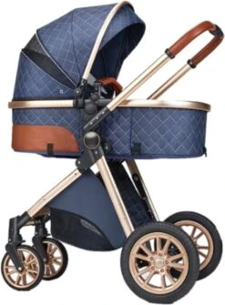 Merkloos Kinderwagen 3-in-1 – Luxe Kinderwagen - Buggy – Wandelwagen - Multifunctioneel – Opklapbaar – Incl Autostoel – Blauw -Auto Zit Verkoop 885x1200 5