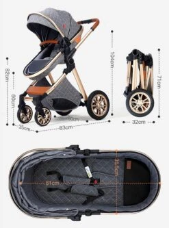 Merkloos Kinderwagen | 3 In 1 Kinderwagen | Luxe Baby Buggy 3 In 1 | Baby Wagen | Kinderwagen Met Autostoel En Wieg | Hoge Kwaliteit | Grijs | Buggy | Kinderwagen 3 In 1 | -Auto Zit Verkoop 890x1200 11